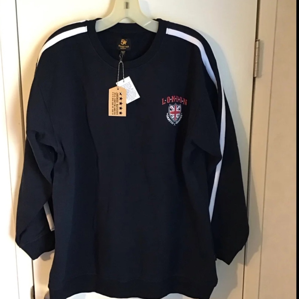 Five Star General Navy London Union Jack Crest Graphic Sweatshirt Top Large